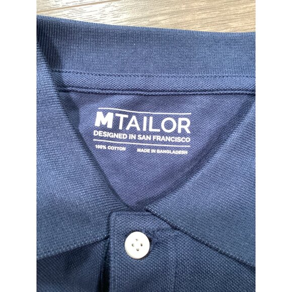 MTailor Custom-Fit Navy Polo Shirt For Men 100% Cotton Short Sleeve fit S /M NEW - Picture 2 of 5